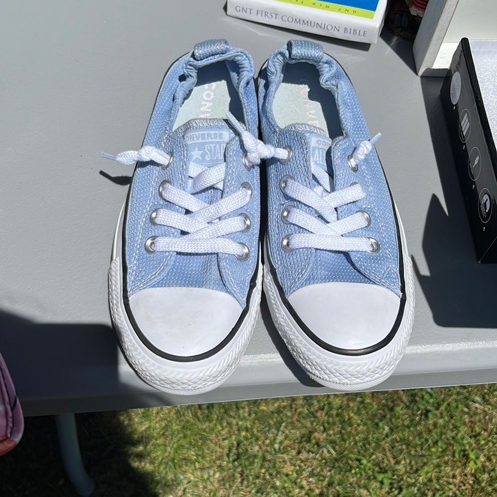 Converse slip on like new baby blue!!